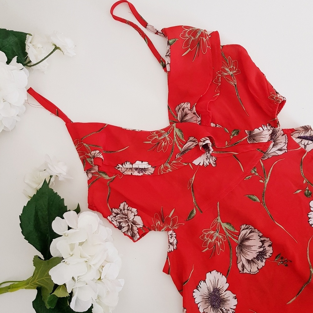 Inspired Hearts Red Floral Dress